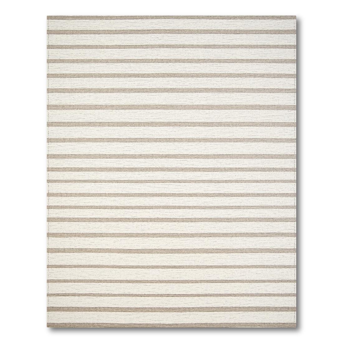 Beige and White Striped Calm Rug Design View