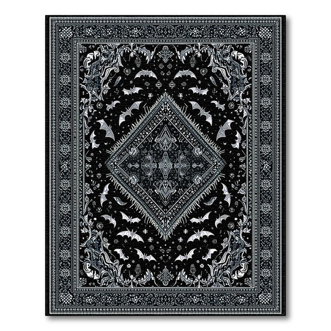 Black Bat-Intricate Mystical Rug Design View