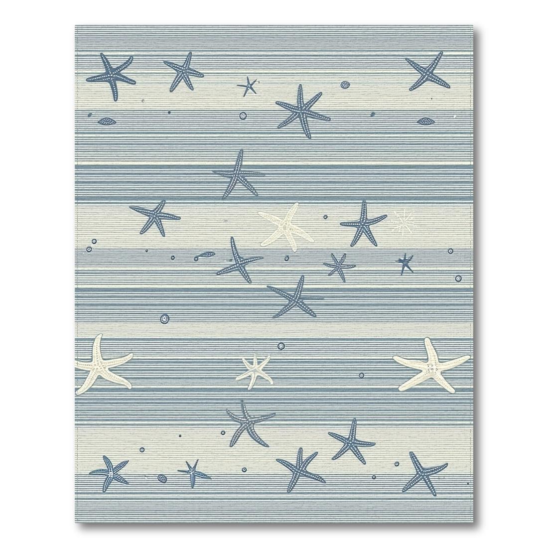 Blue Striped Starfish Coastal Rug Design View