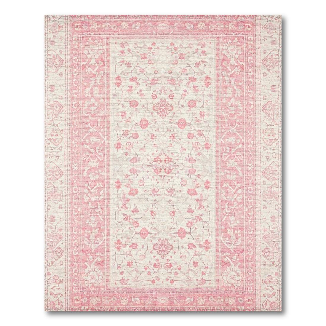 Blush Pink Floral Vintage Rug Design View