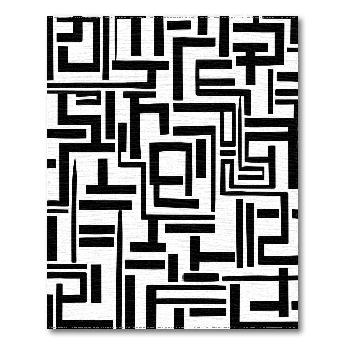 Bold Black White Geometric Maze Rug Design View