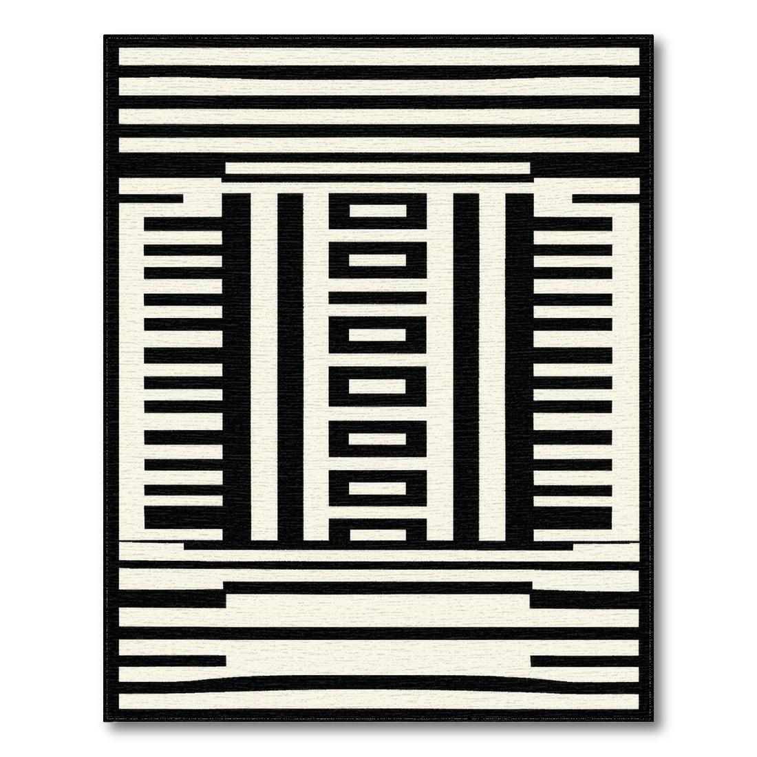 Bold Black & White Geometric Rug Design View