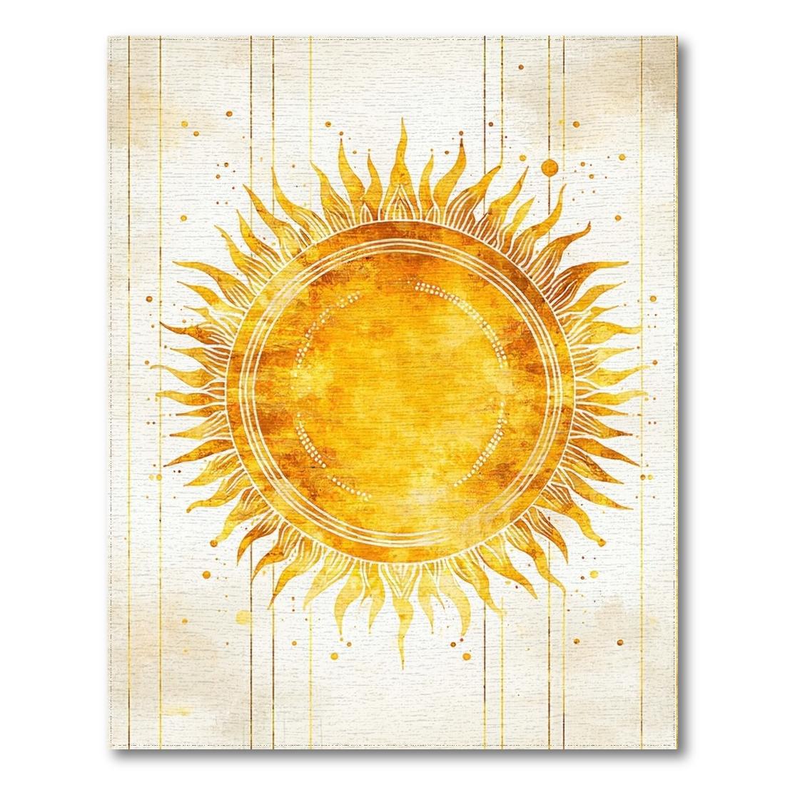 Bright Golden Sunburst Rug Design View