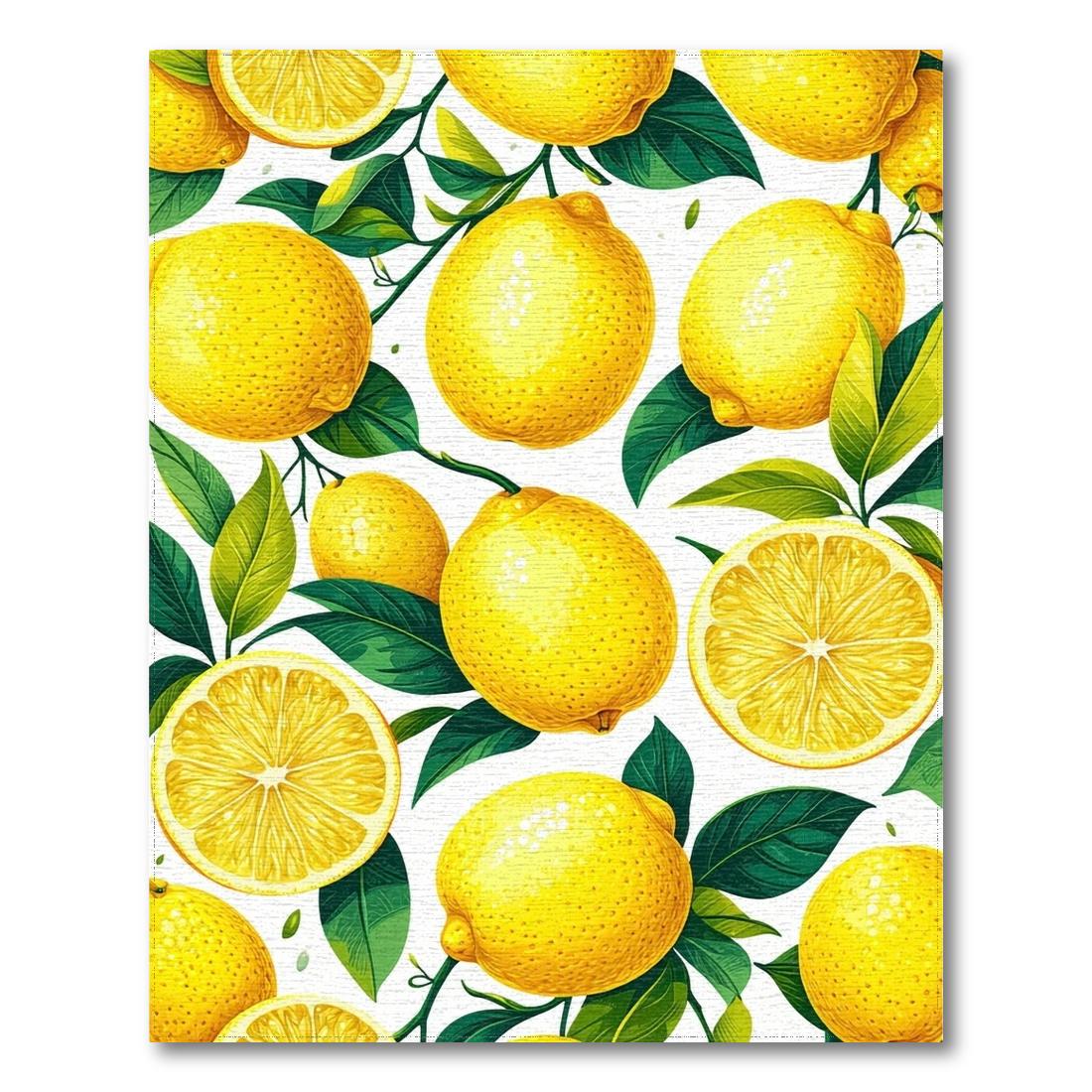 Bright Yellow Lemon Print Cheerful Rug Design View