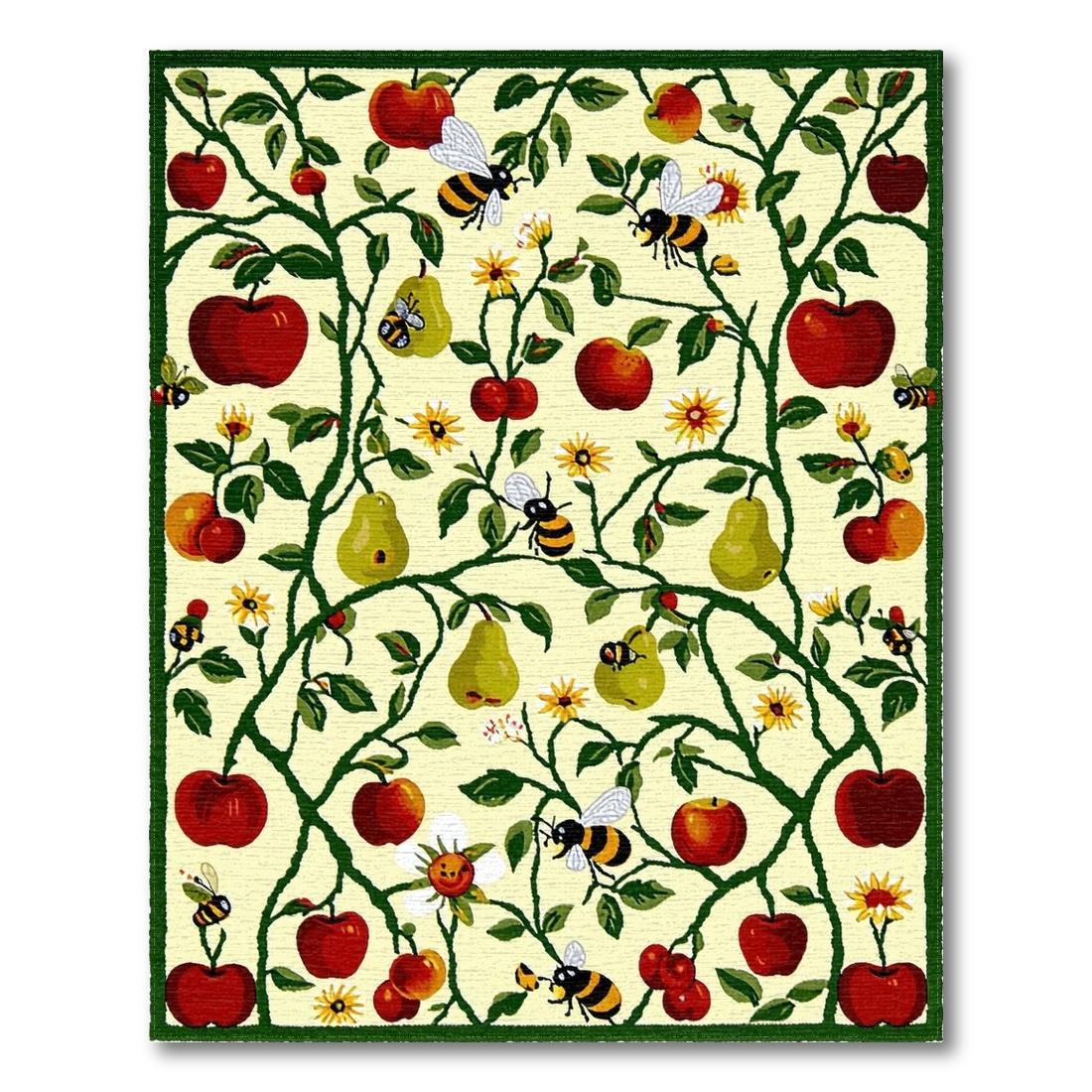 Cheerful Cream Fruit Bee Rug Design View
