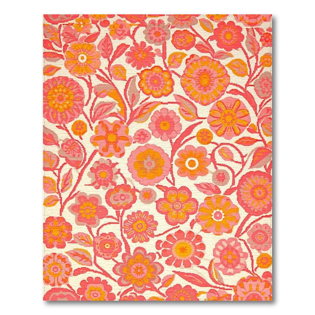 Cheerful Pink Orange Floral Rug Design View