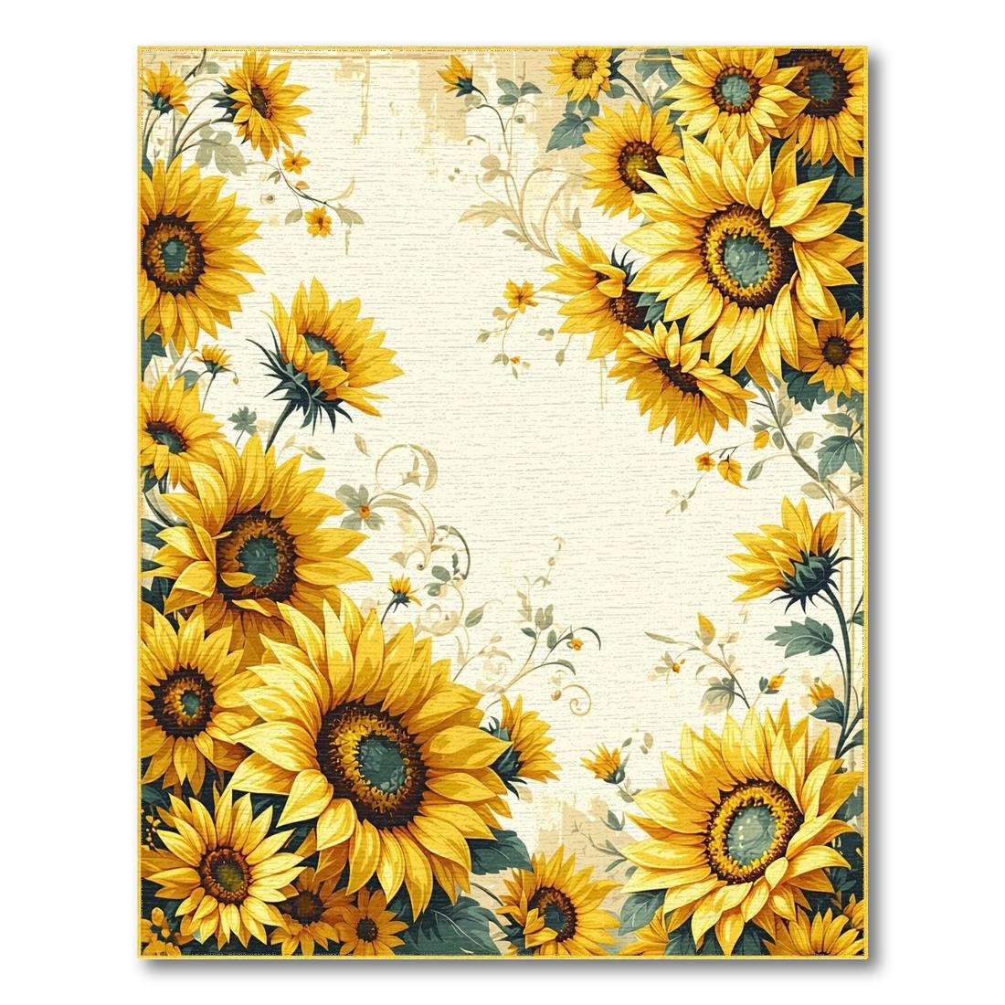 Cheerful Yellow Sunflower Floral Rug Design View