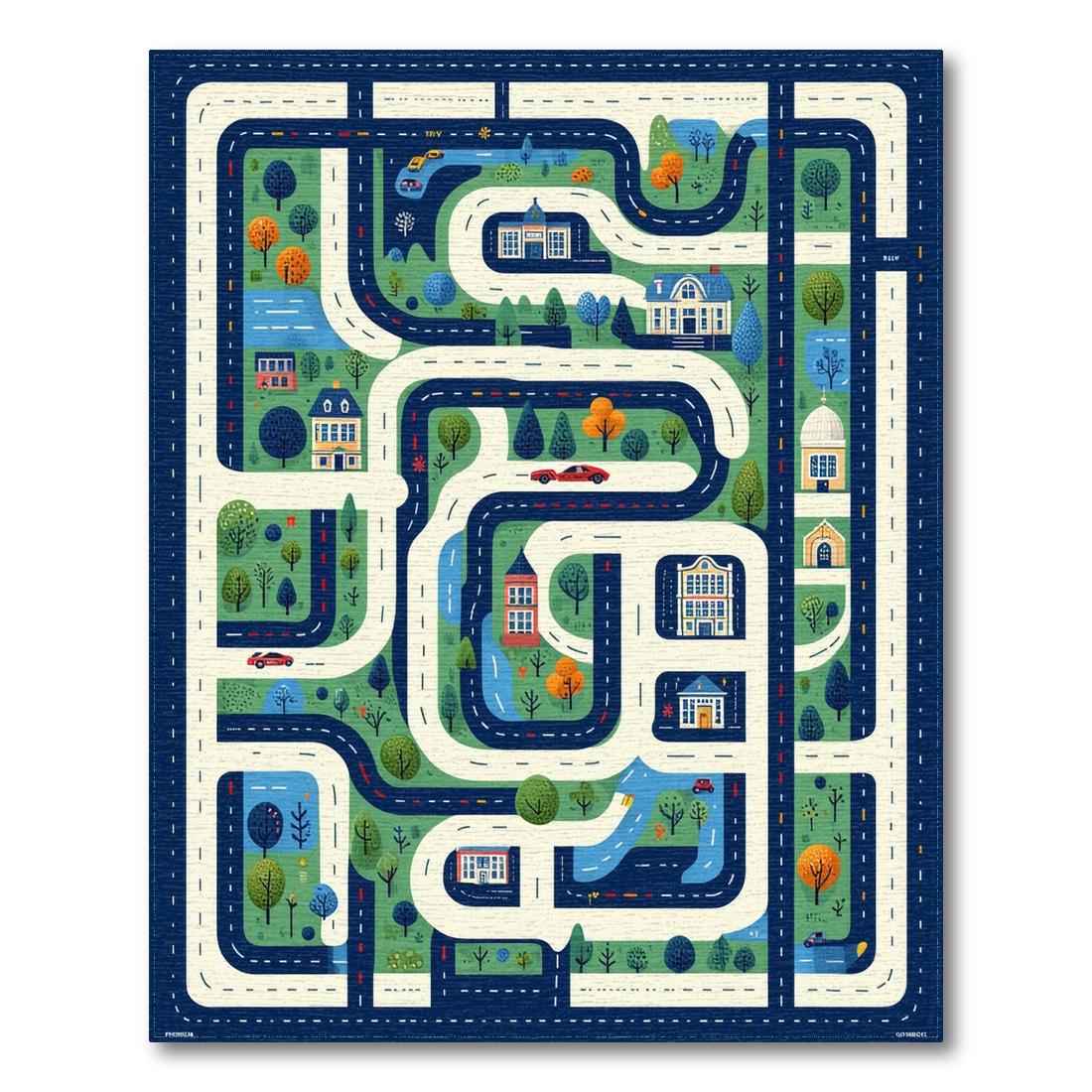 Colorful City Map Playful Rug Design View
