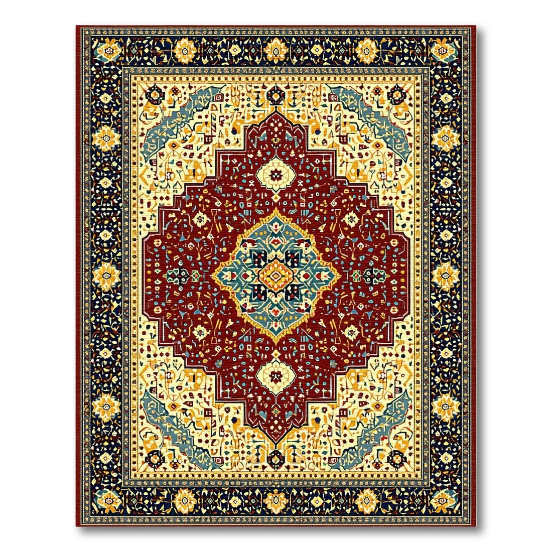 Colorful Medallion Traditional Rug Design View