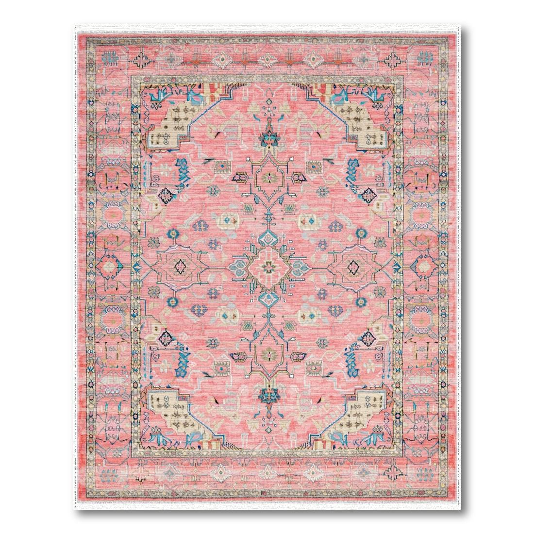 Coral Pink Ornate Vibrant Rug Design View