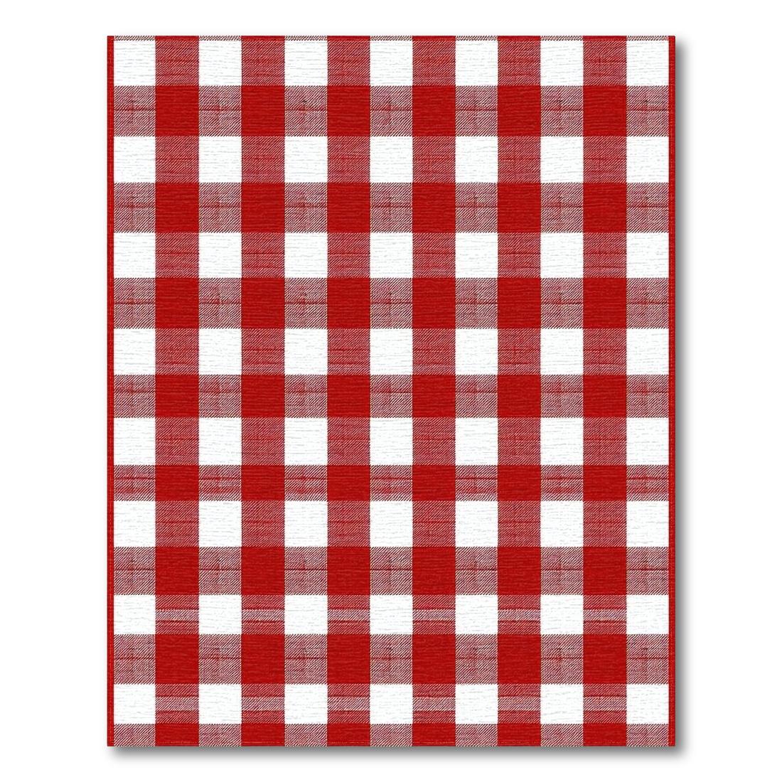 Cozy Red White Checkered Rug Design View