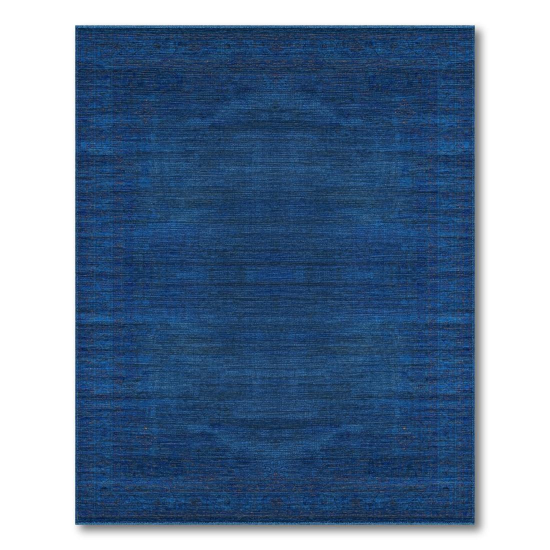 Deep Blue Faded Serene Rug Design View