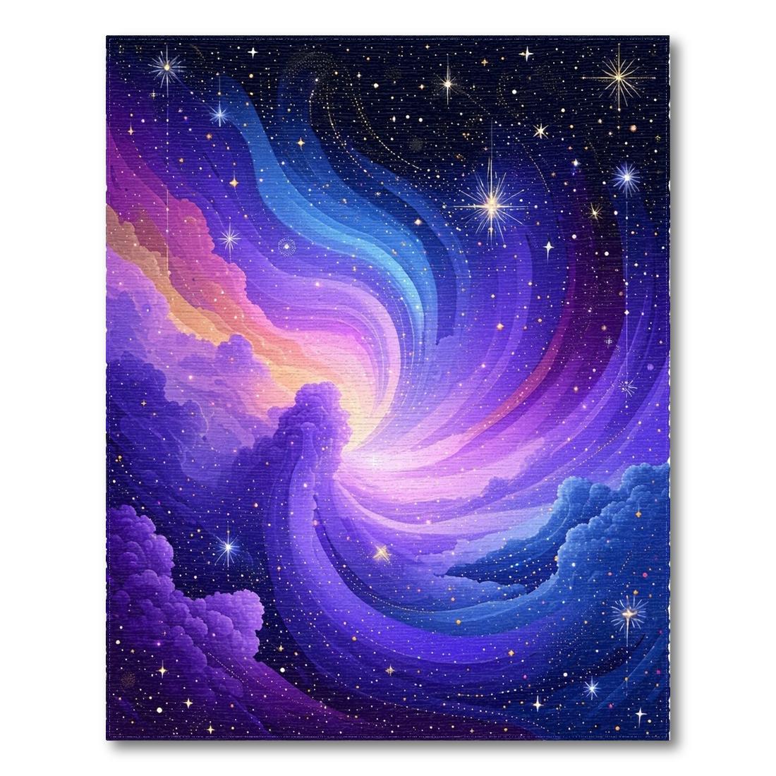 Dreamy Purple Blue Swirl Rug Design View