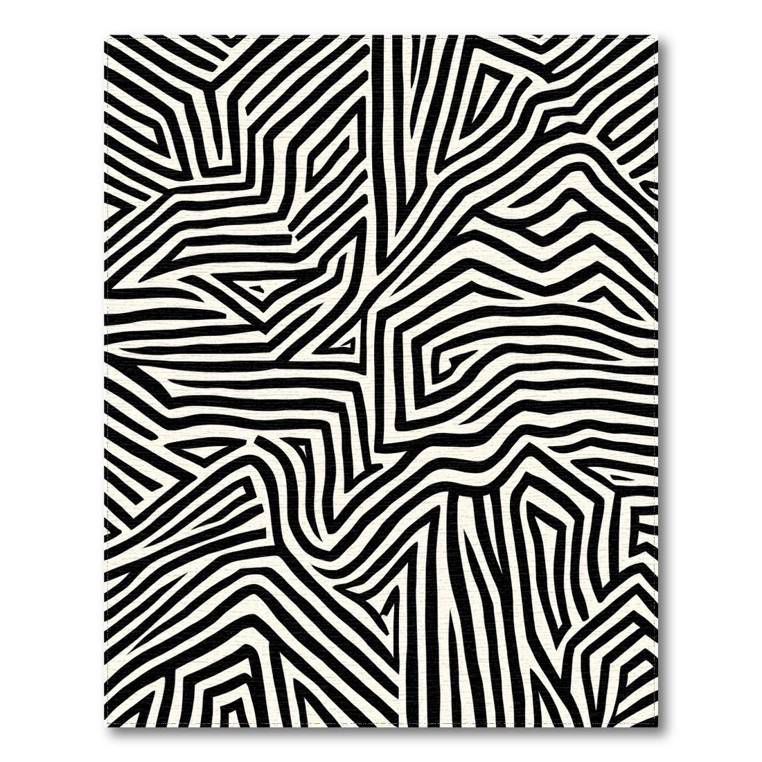 Dynamic Black and White Geometric Rug Design View