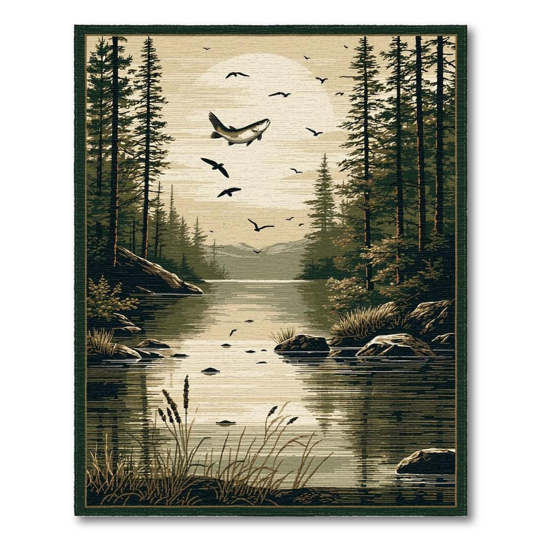 Earthy Nature Scene Serene Rug Design View