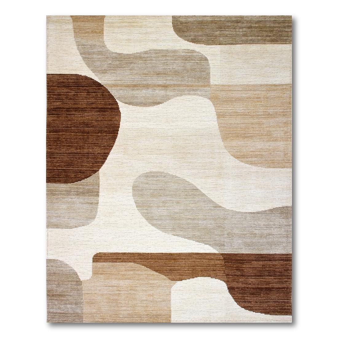 Earthy Tones Abstract Wave Modern Rug Design View