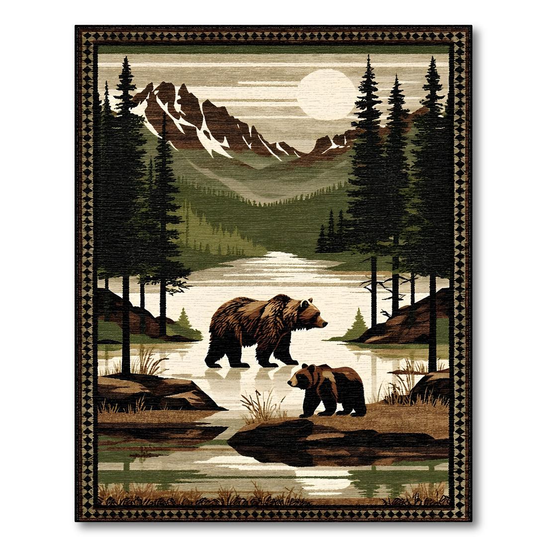 Earthy Wilderness Landscape Tranquil Rug Design View