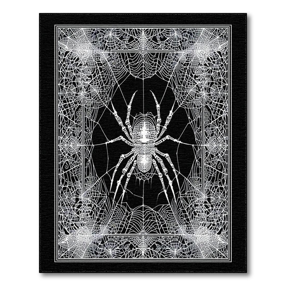 Eerie Black White Spider Web Rug Design View