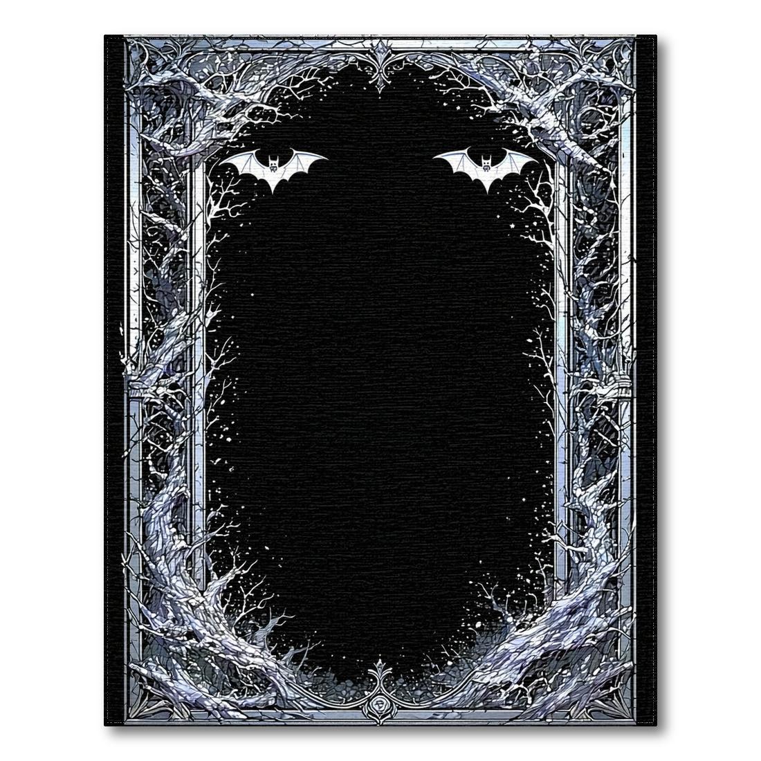 Eerie Black White Tree Bat Rug Design View