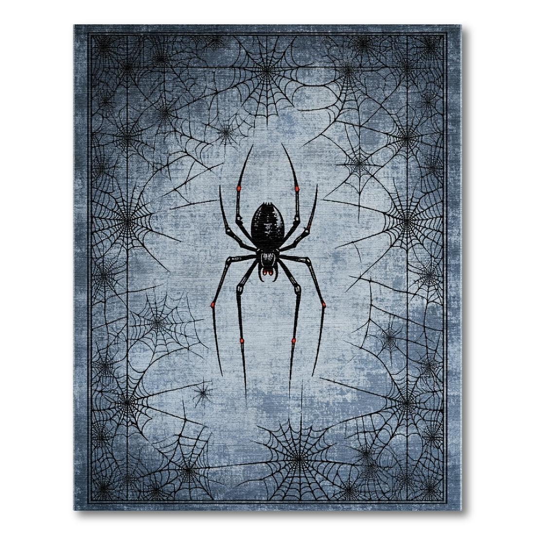 Eerie blue-gray spider web rug Design View