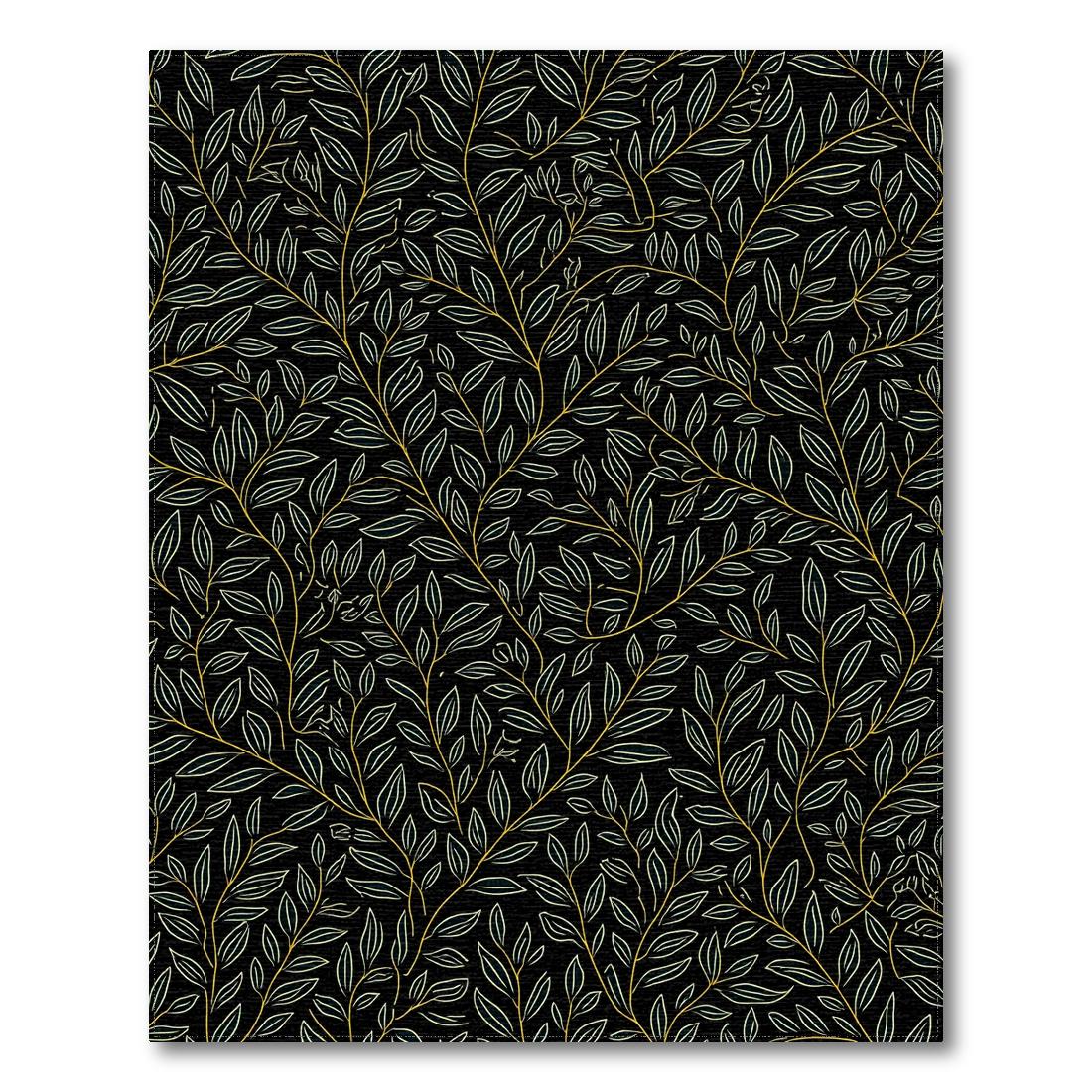 Elegant Black Gold Leaf Vine Rug Design View