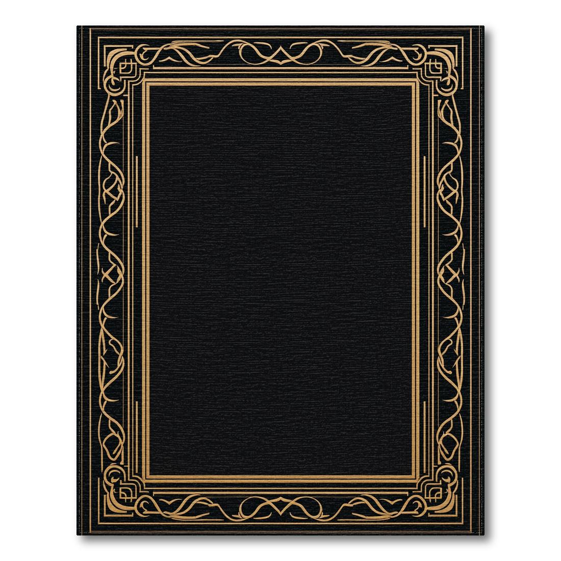 Elegant Black Gold Ornate Rug Design View