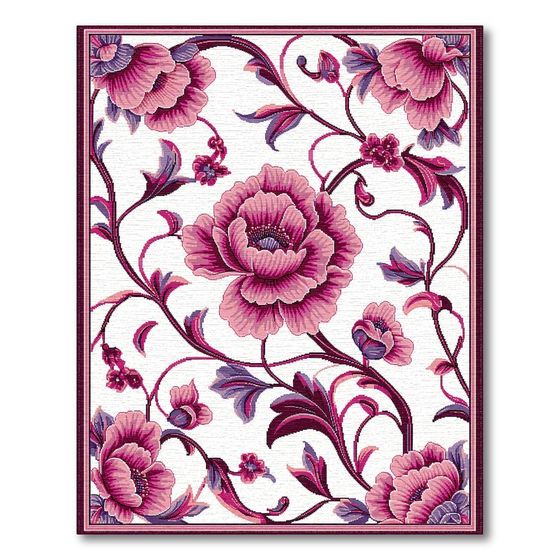 Elegant Pink Floral Vines Rug Design View