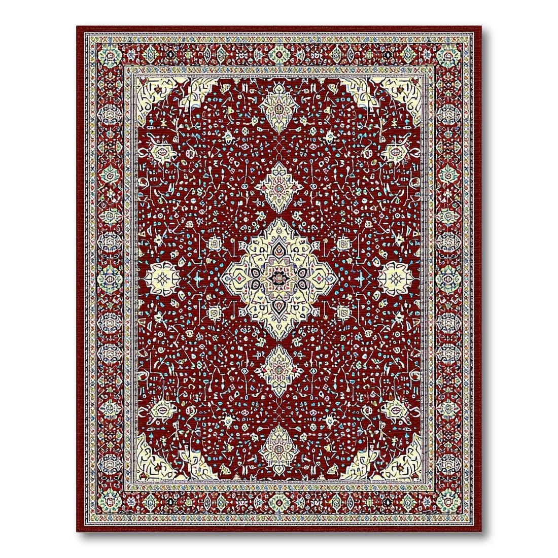 Elegant Red Ornate Traditional Rug Design View