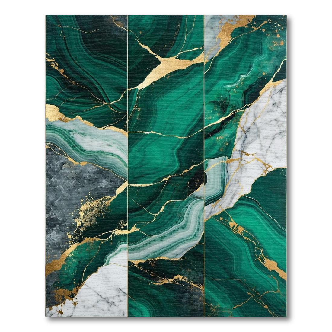 Emerald Green Abstract Marbled Luxury Rug Design View