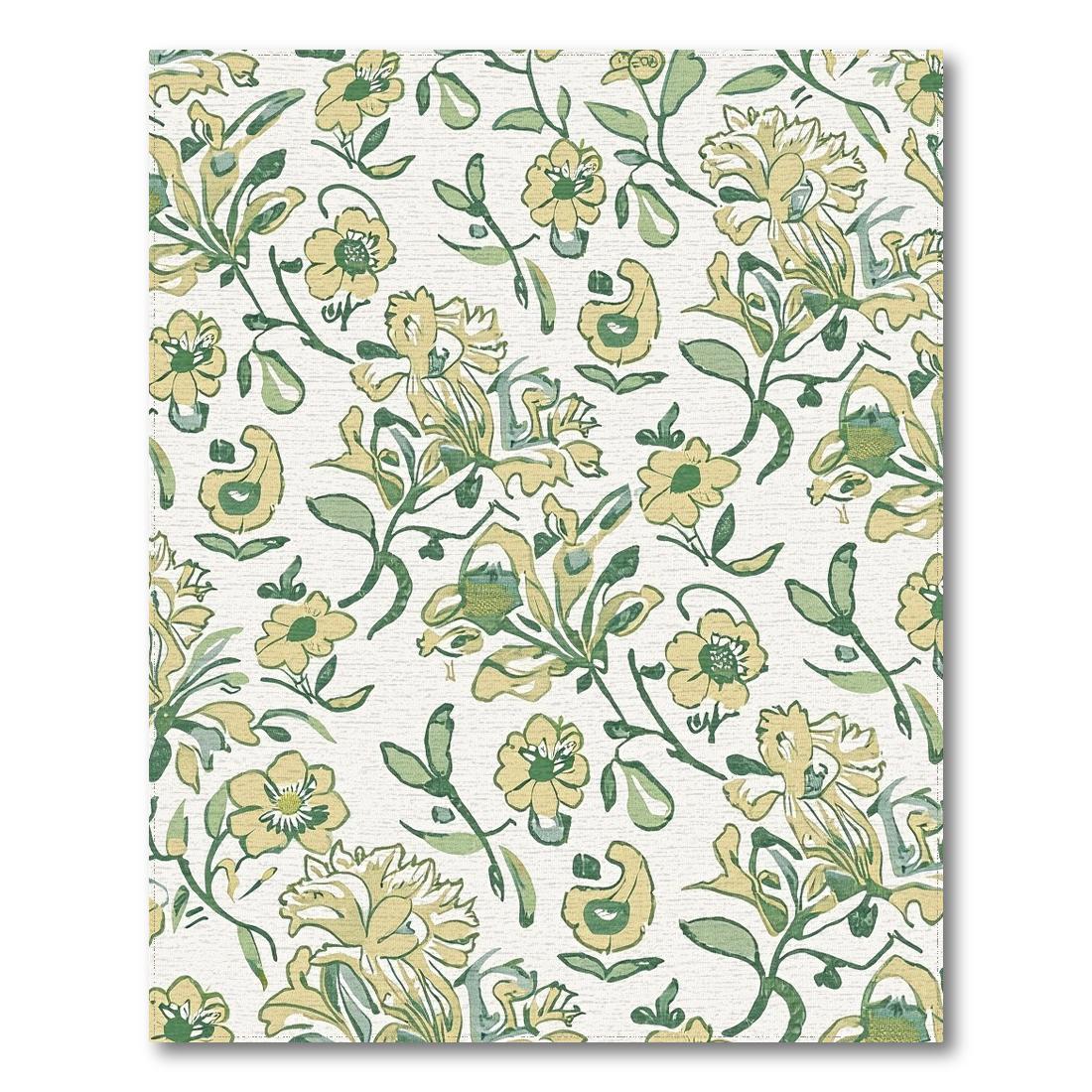 Green-Yellow Floral Serene Rug Design View