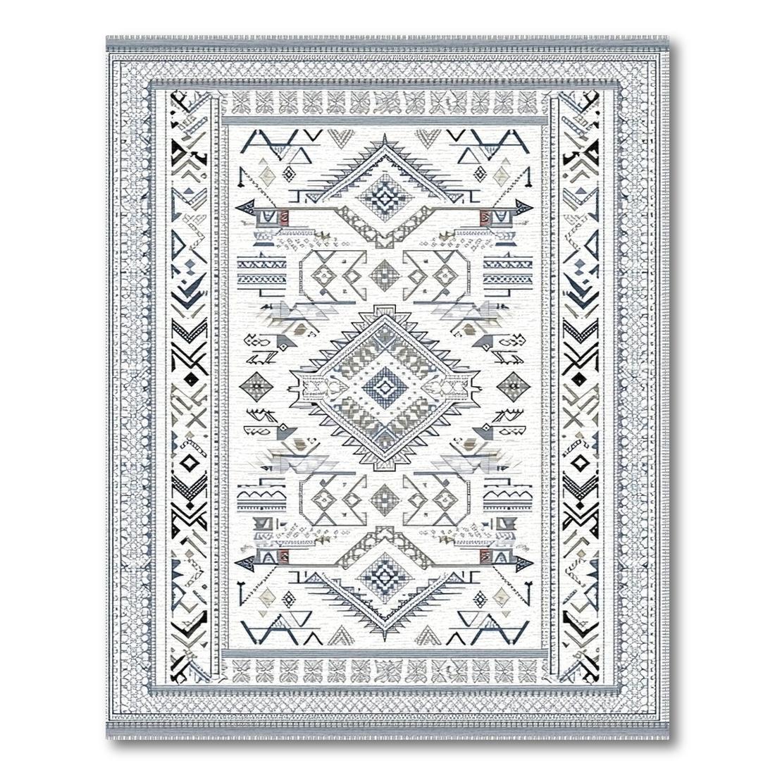 Ivory Tribal Geometric Modern Rug Design View