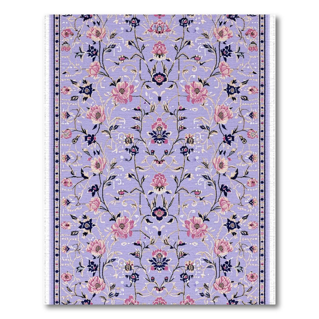 Lavender Floral Elegant Rug Design View