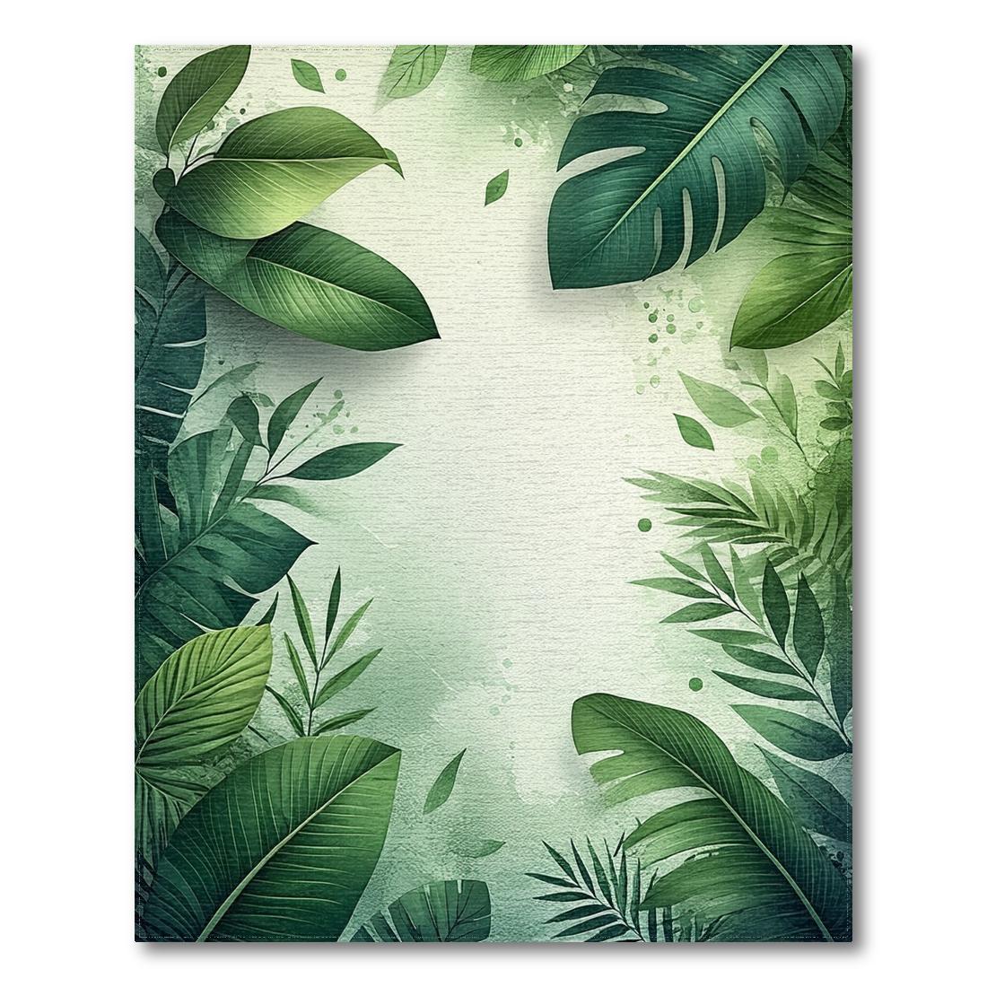 Lush Green Tropical Leaves Rug Design View