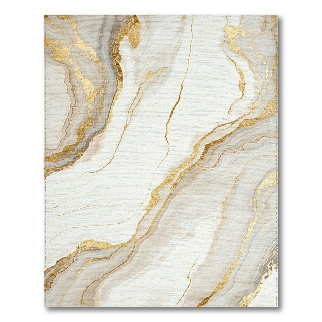 Luxurious Gold Marble Vein Rug Design View