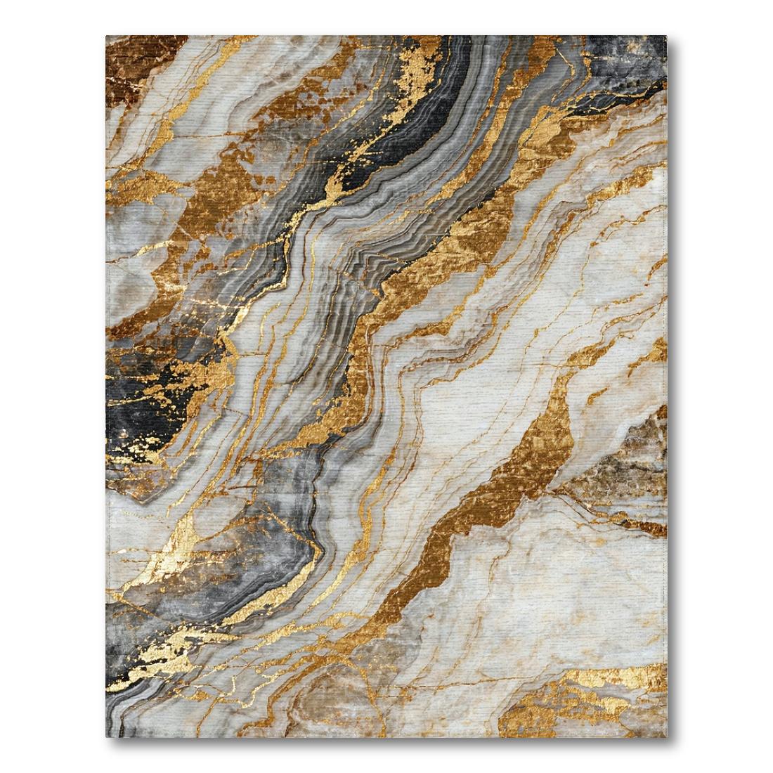 Luxury Gold Gray Marble Vein Rug Design View