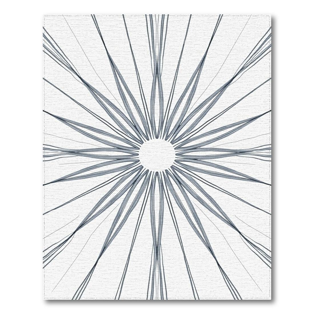 Minimalist Gray Radial Starburst Rug Design View