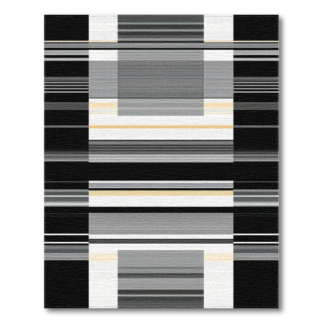 Modern Geometric Striped Black White Gray Rug Design View