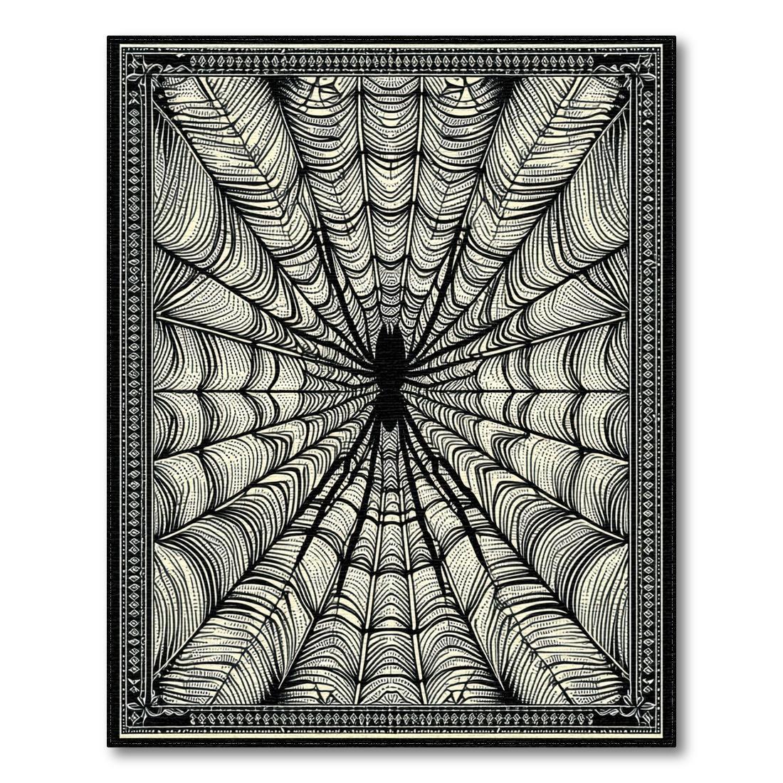 Mysterious Black Cream Spiderweb Rug Design View