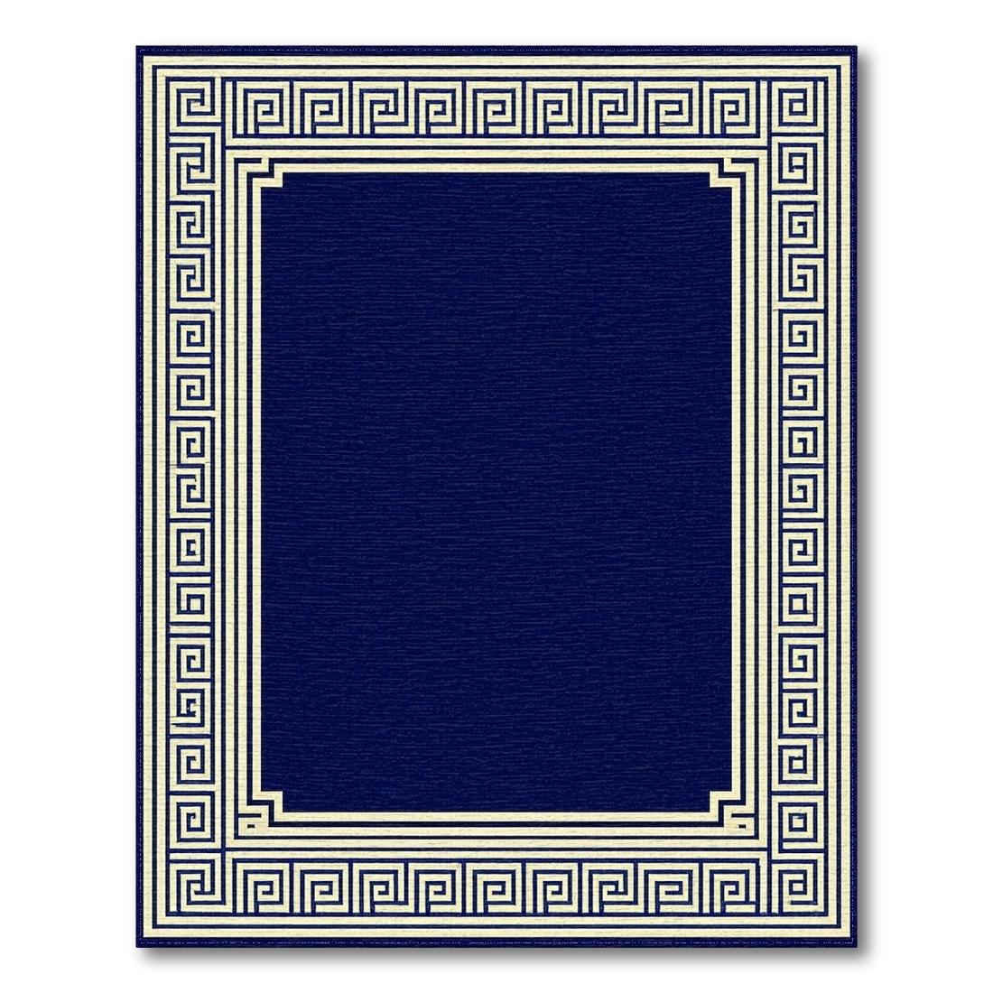 Navy Blue Greek Key Elegant Rug Design View