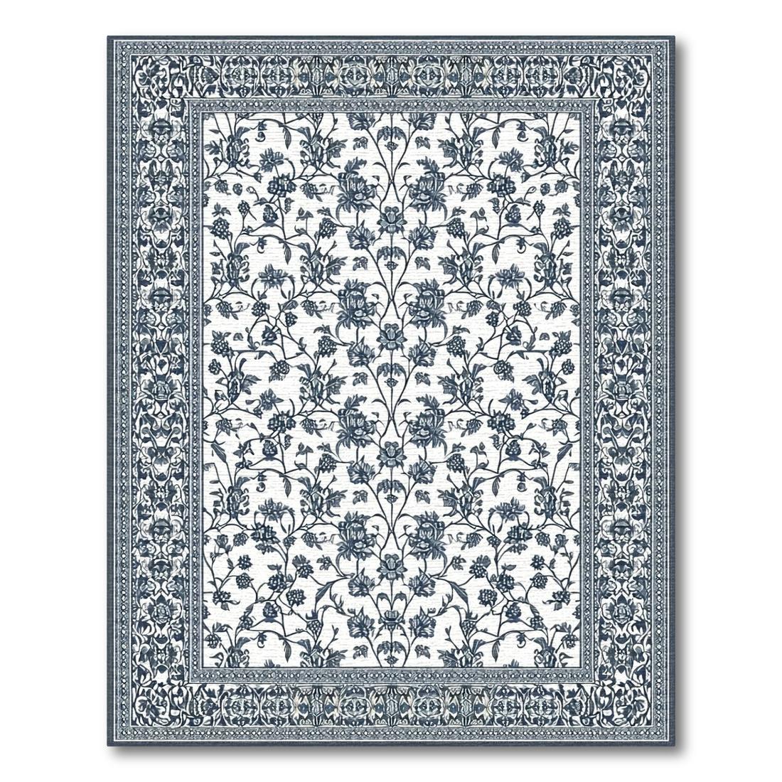 Navy Intricate Floral Elegant Rug Design View