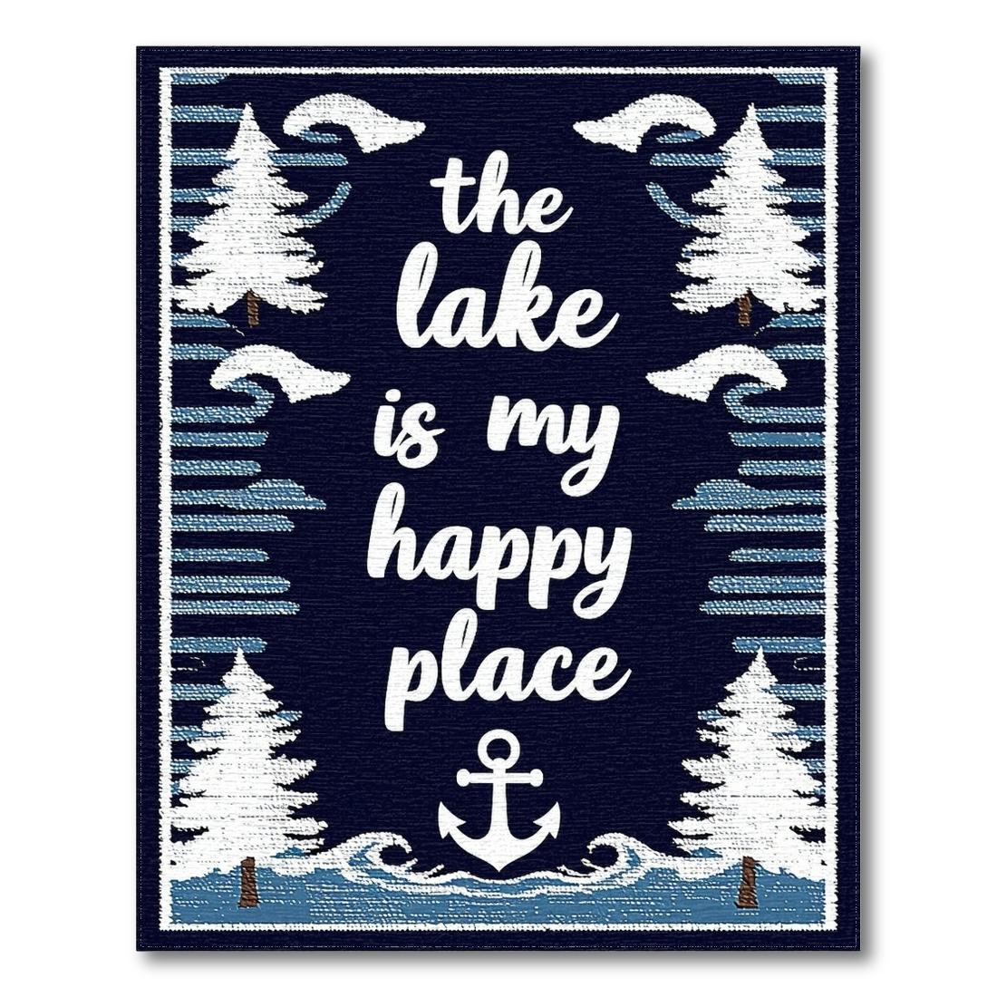 Navy Lake Happy Place Rug Design View