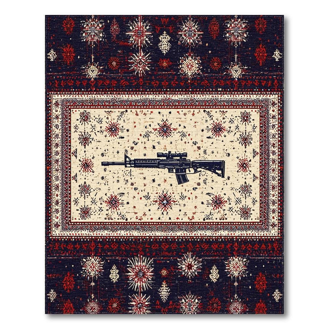 Navy Red Edgy Traditional Graphic Rug Design View