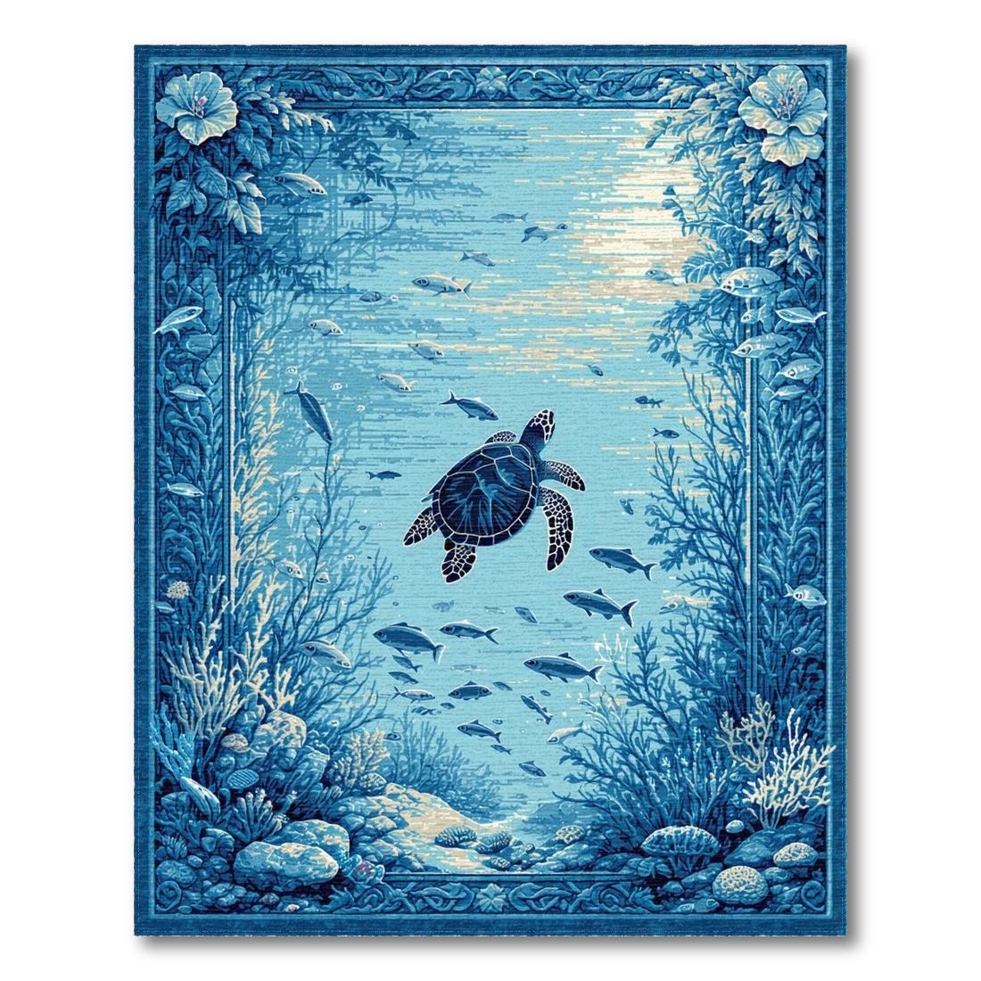 Ocean Blue Underwater Serene Rug Design View