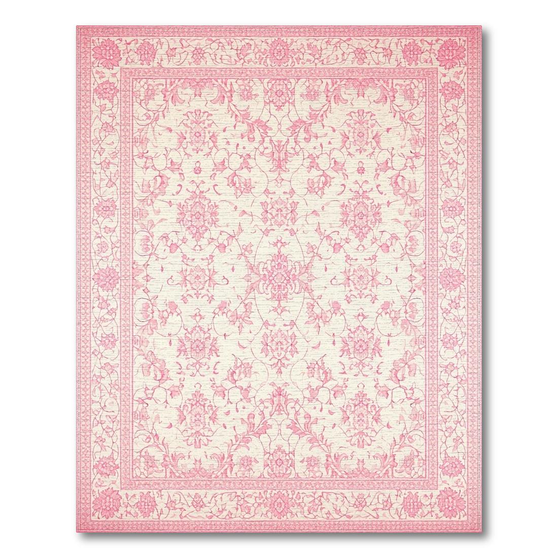 Pink Elegant Ornate Floral Rug Design View