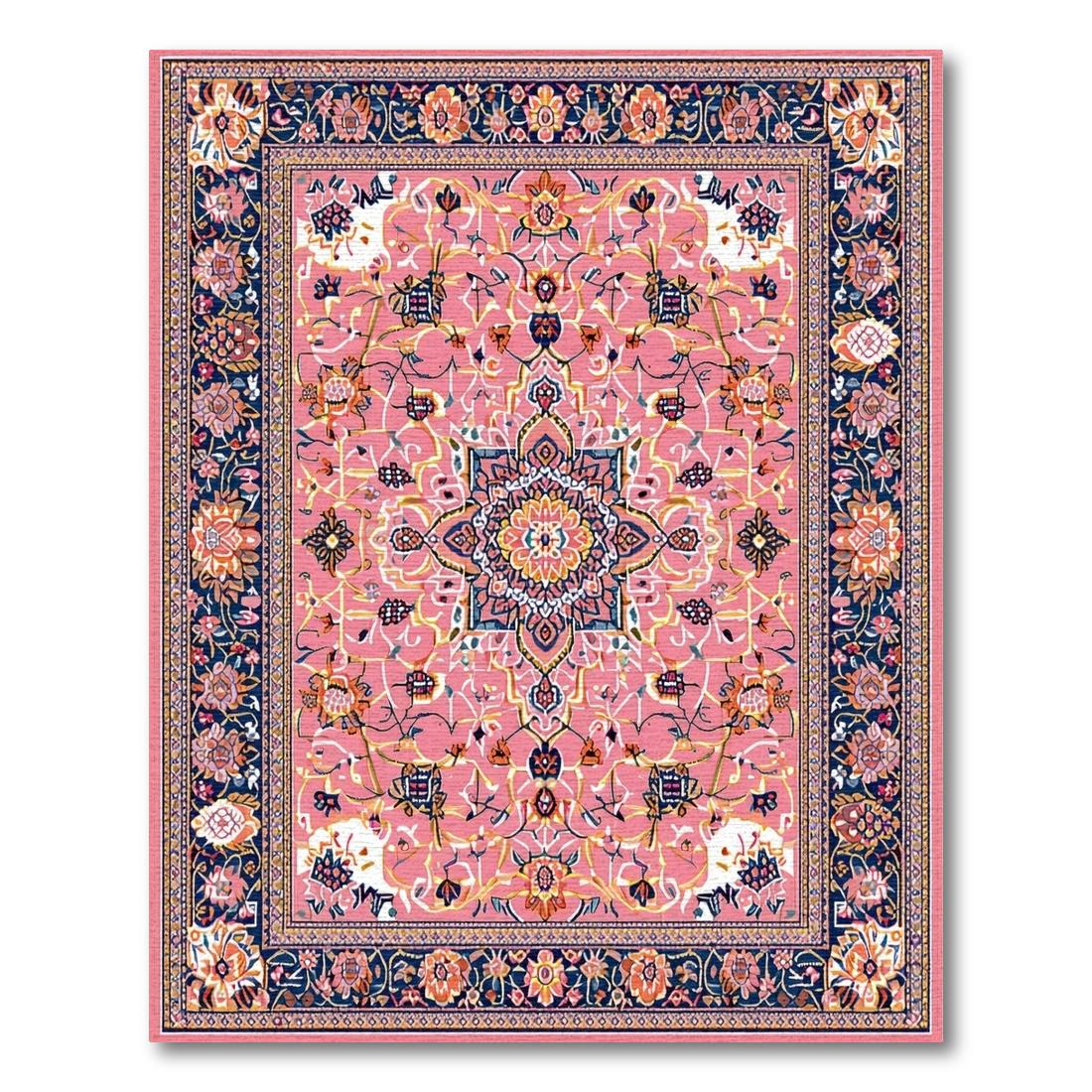 Pink Ornate Medallion Vibrant Rug Design View