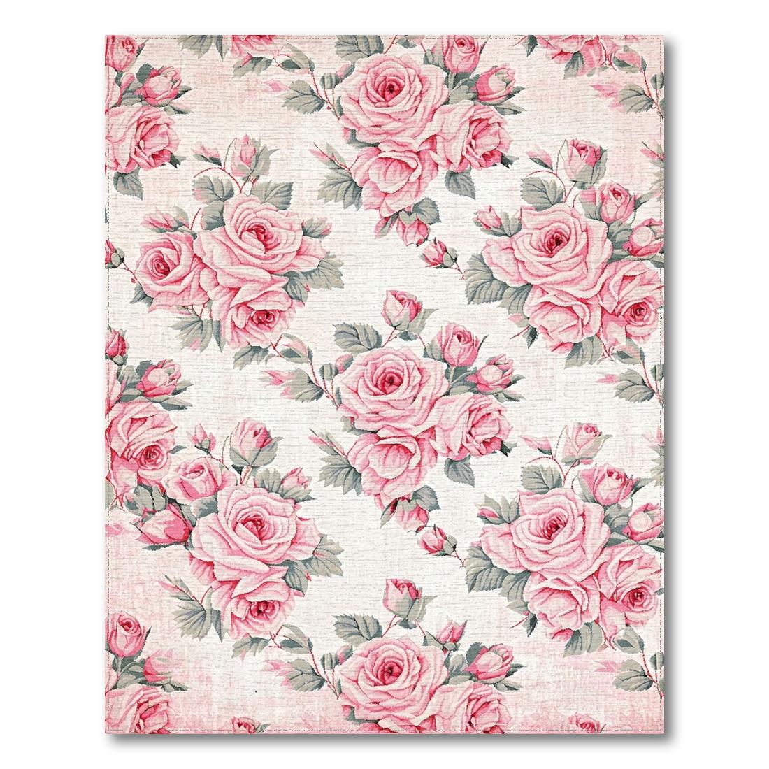 Pink Rose Floral Romantic Rug Design View