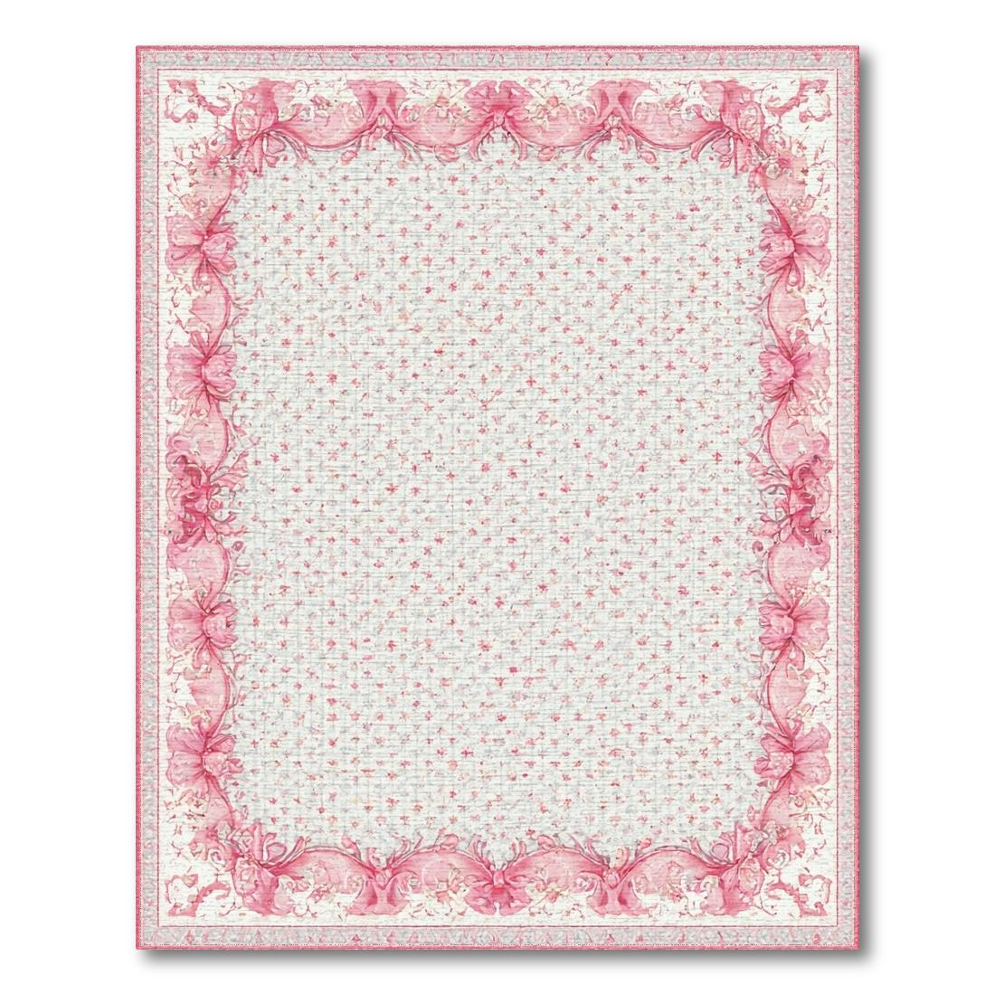 Pink Whimsical Floral Bow Border Rug Design View