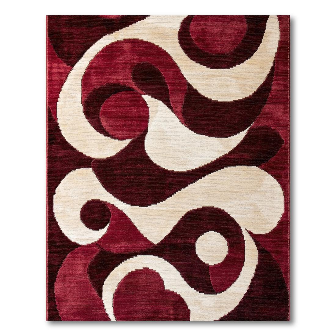Red Cream Swirl Vibrant Rug Design View