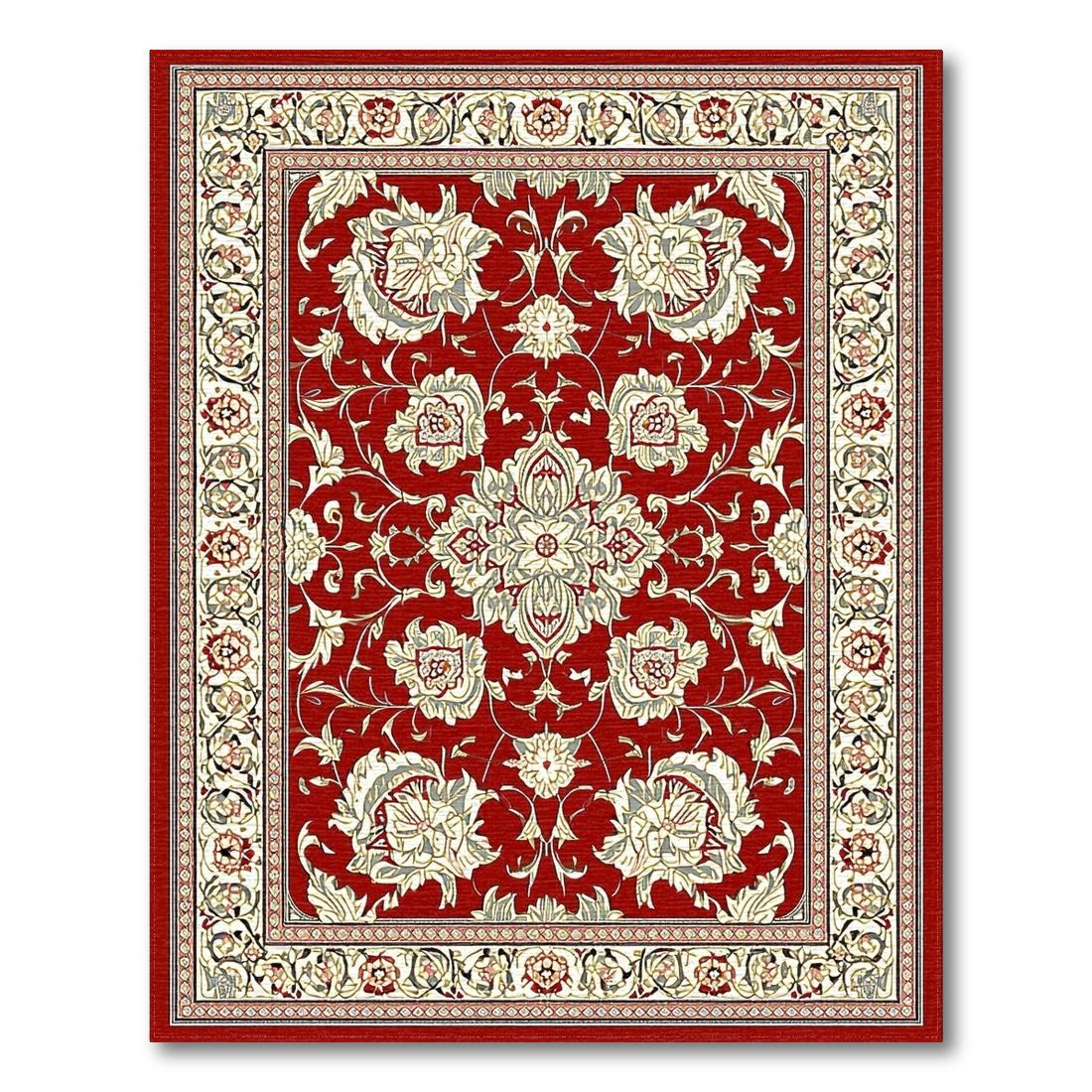 Red Ornate Floral Elegant Rug Design View