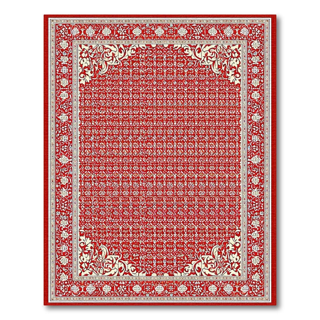 Red Ornate Floral Vibrant Rug Design View